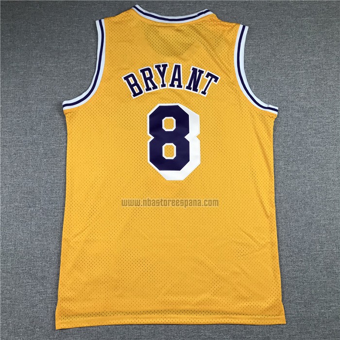 Camiseta Los Angeles Lakers Kobe Bryant NO 8 Hardwood Classics Throwback 1996-97 Amarillo
